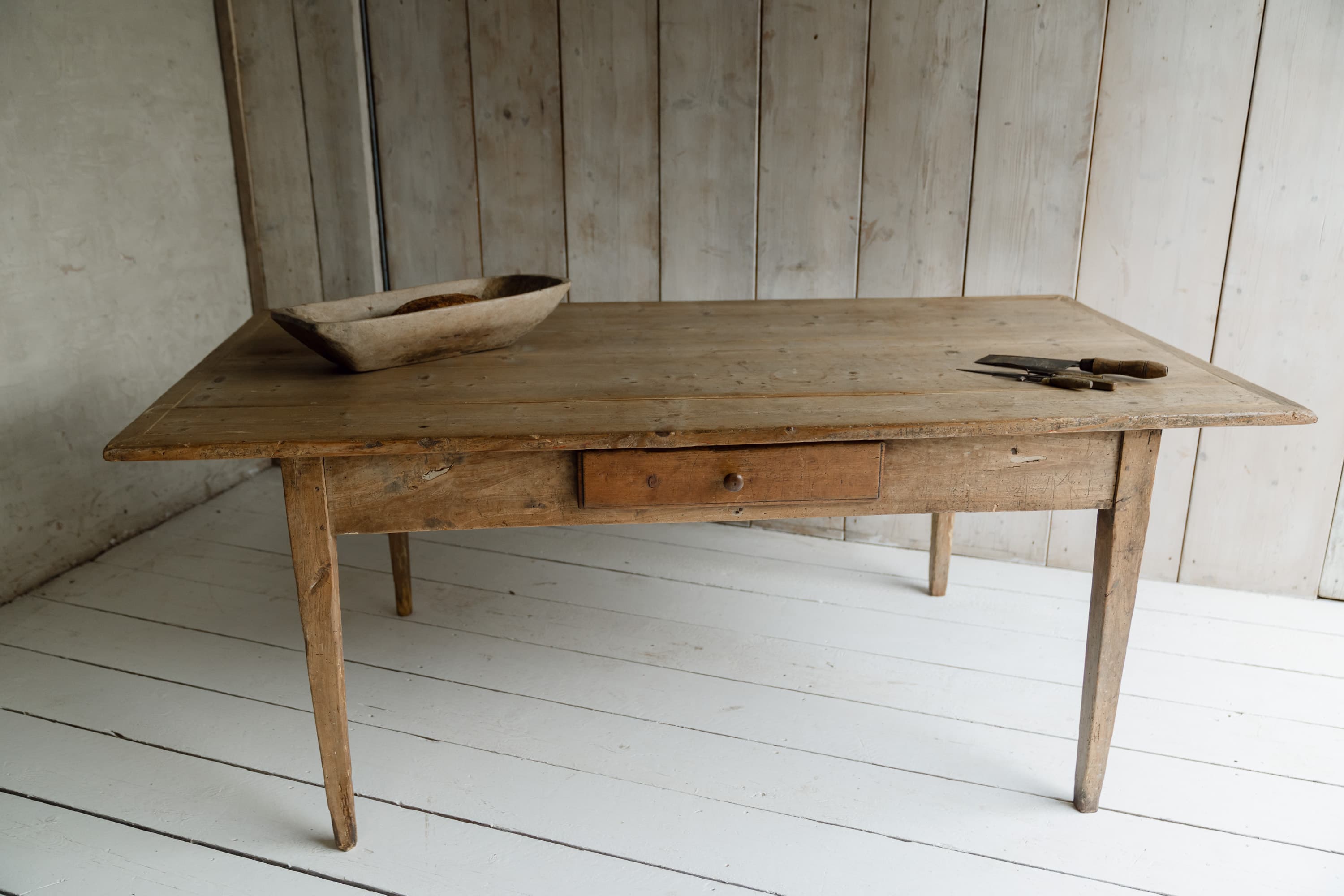 Large Italian Pine Framhouse Table, c.1880