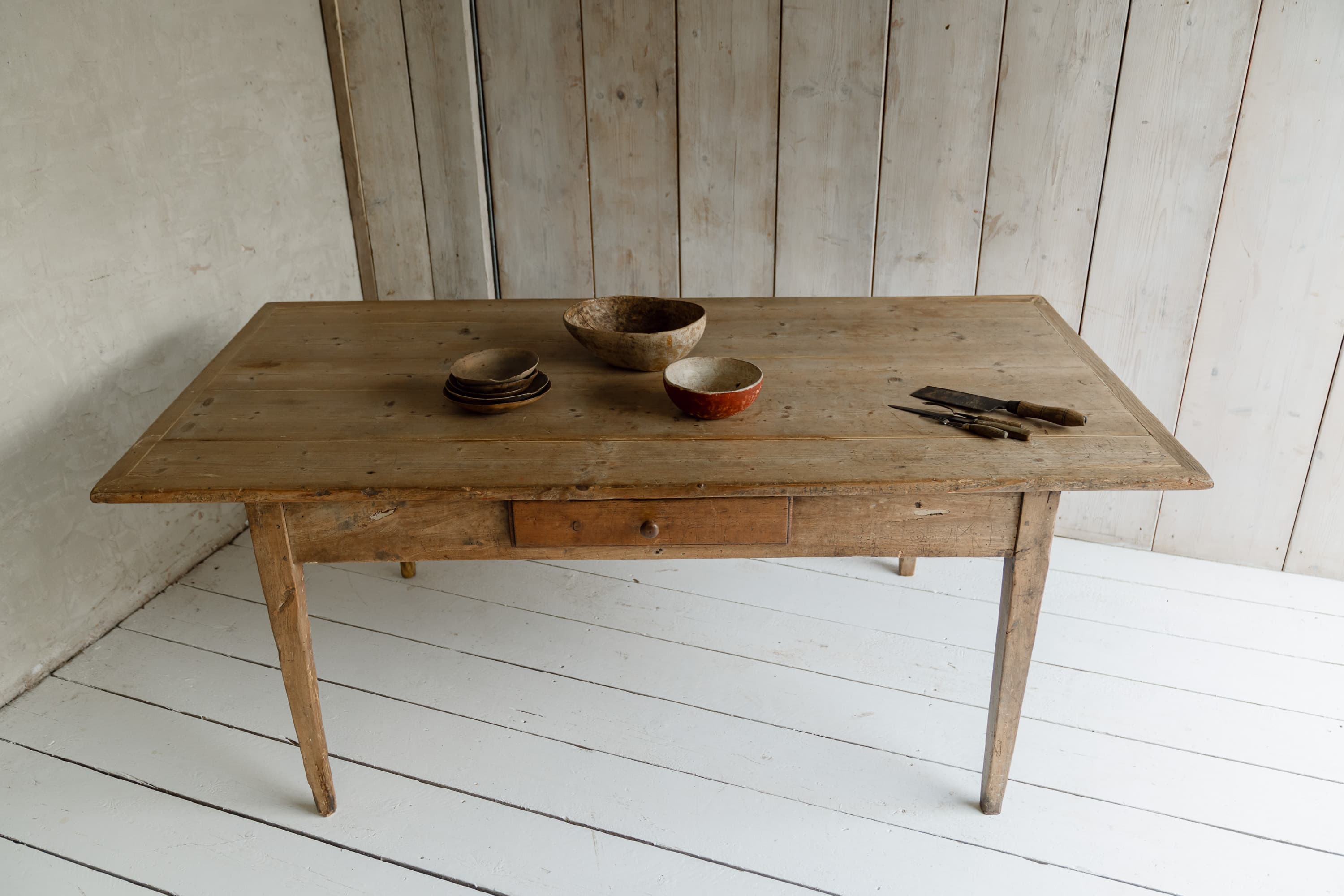 Large Italian Pine Framhouse Table, c.1880