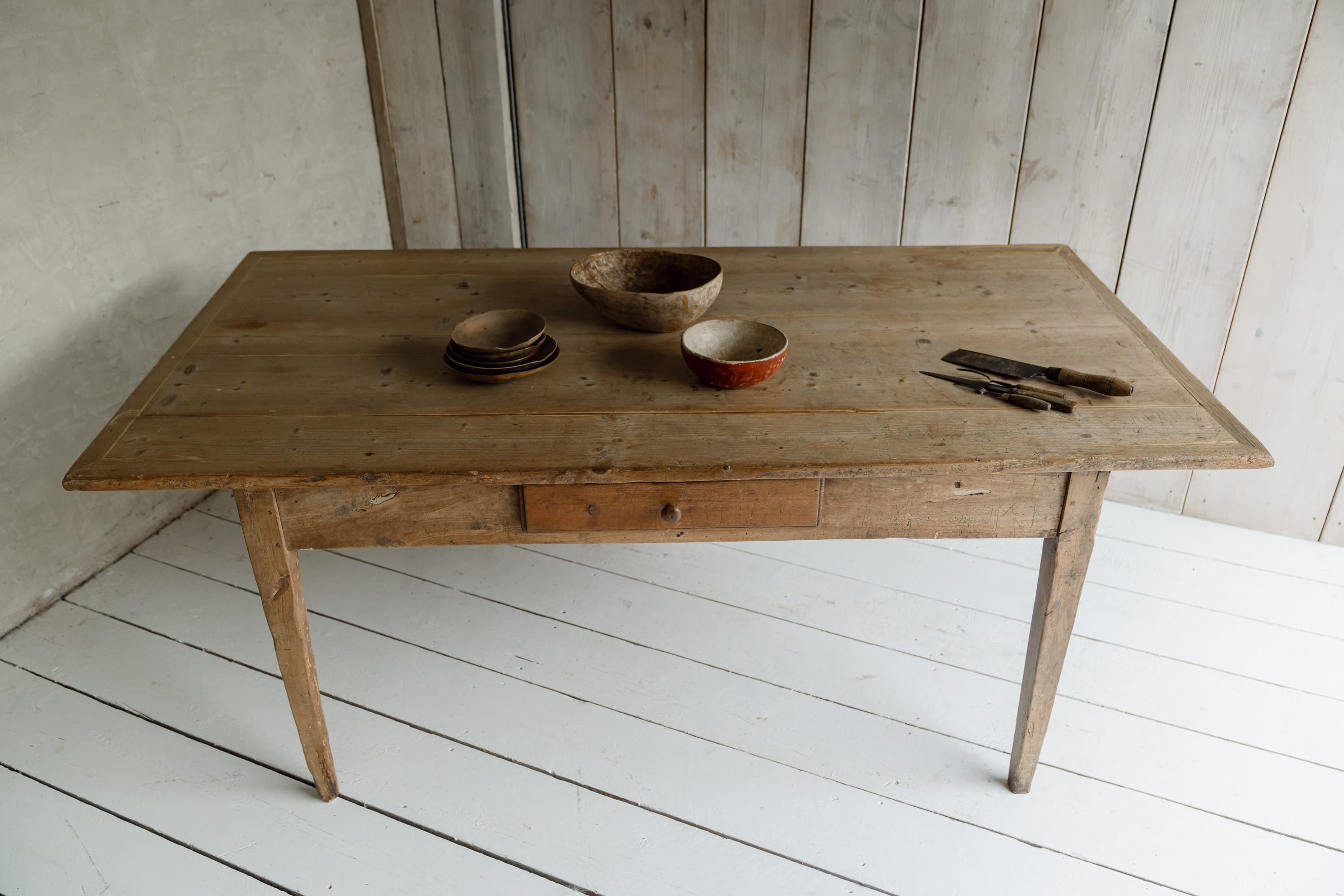 Large Italian Pine Framhouse Table, c.1880