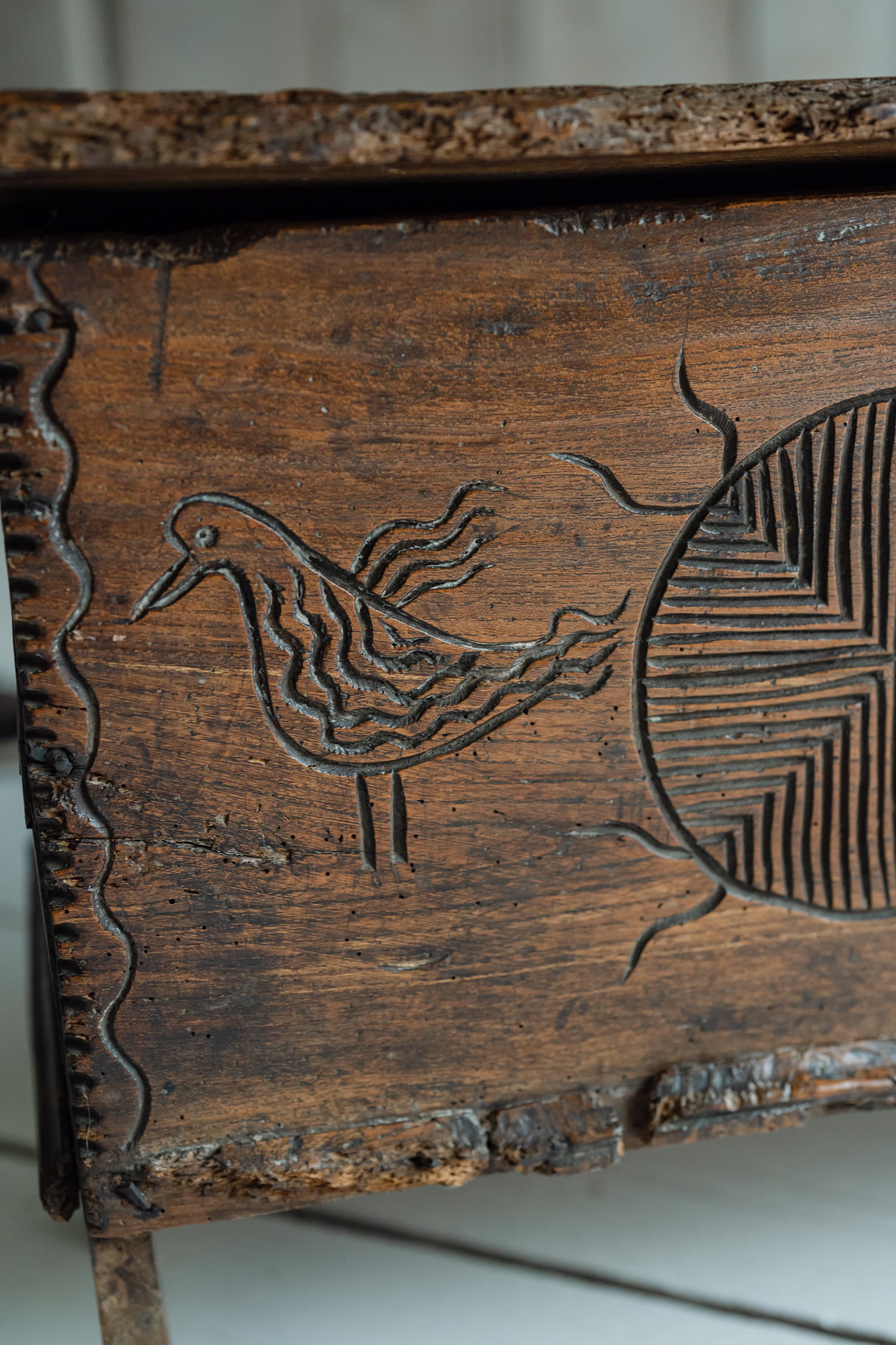 Rare British Folk Art Marriage Chest, Dated 1766