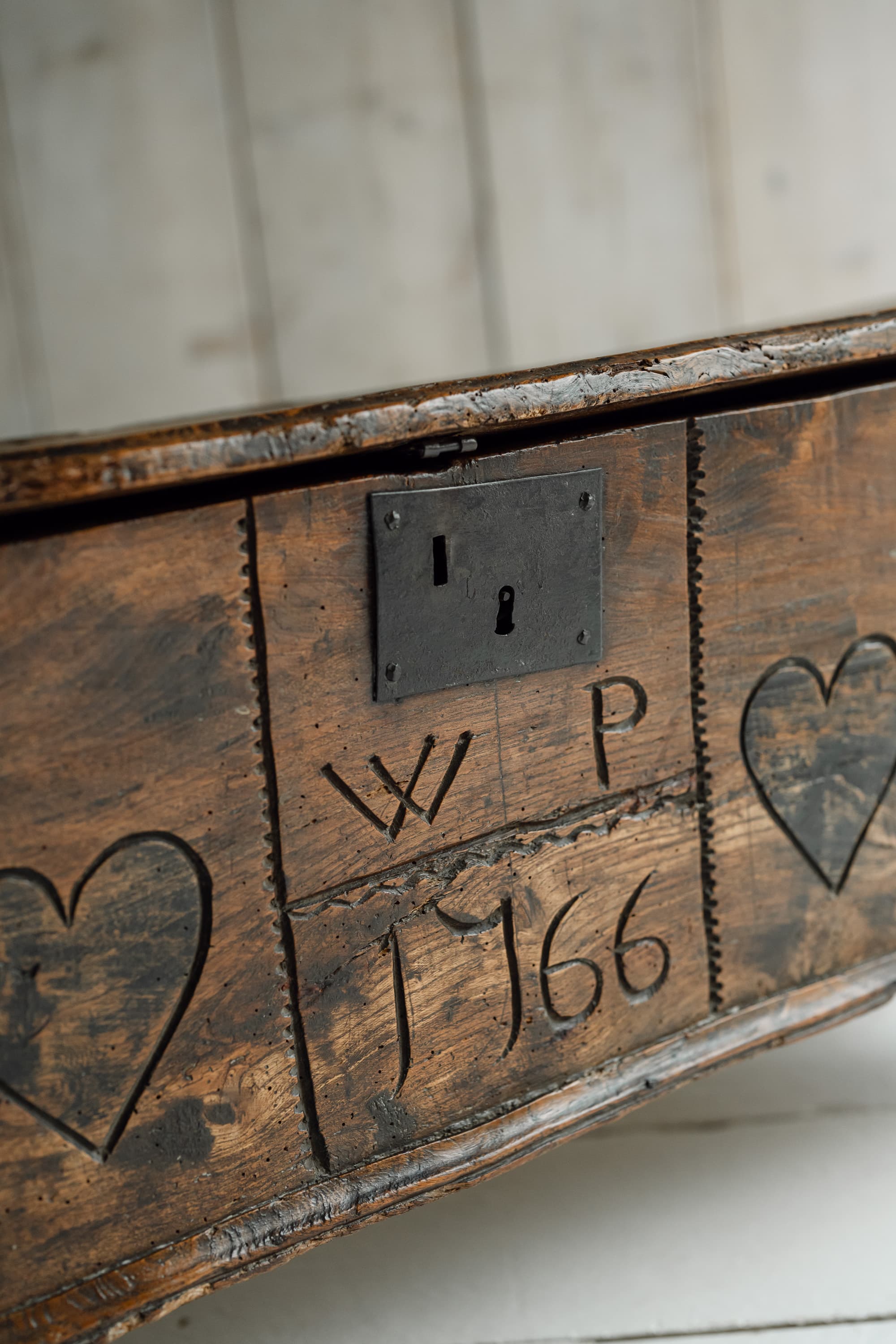 Rare British Folk Art Marriage Chest, Dated 1766