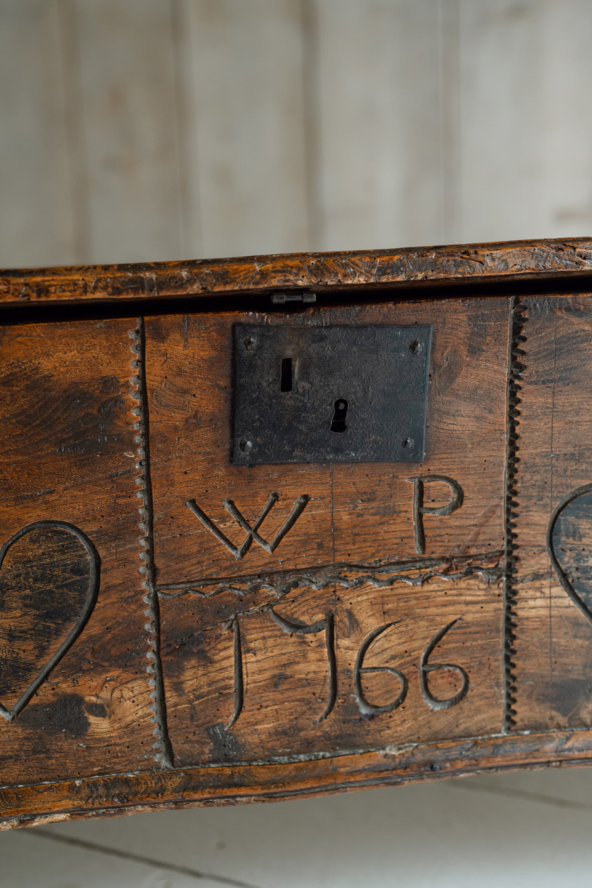 Rare British Folk Art Marriage Chest, Dated 1766