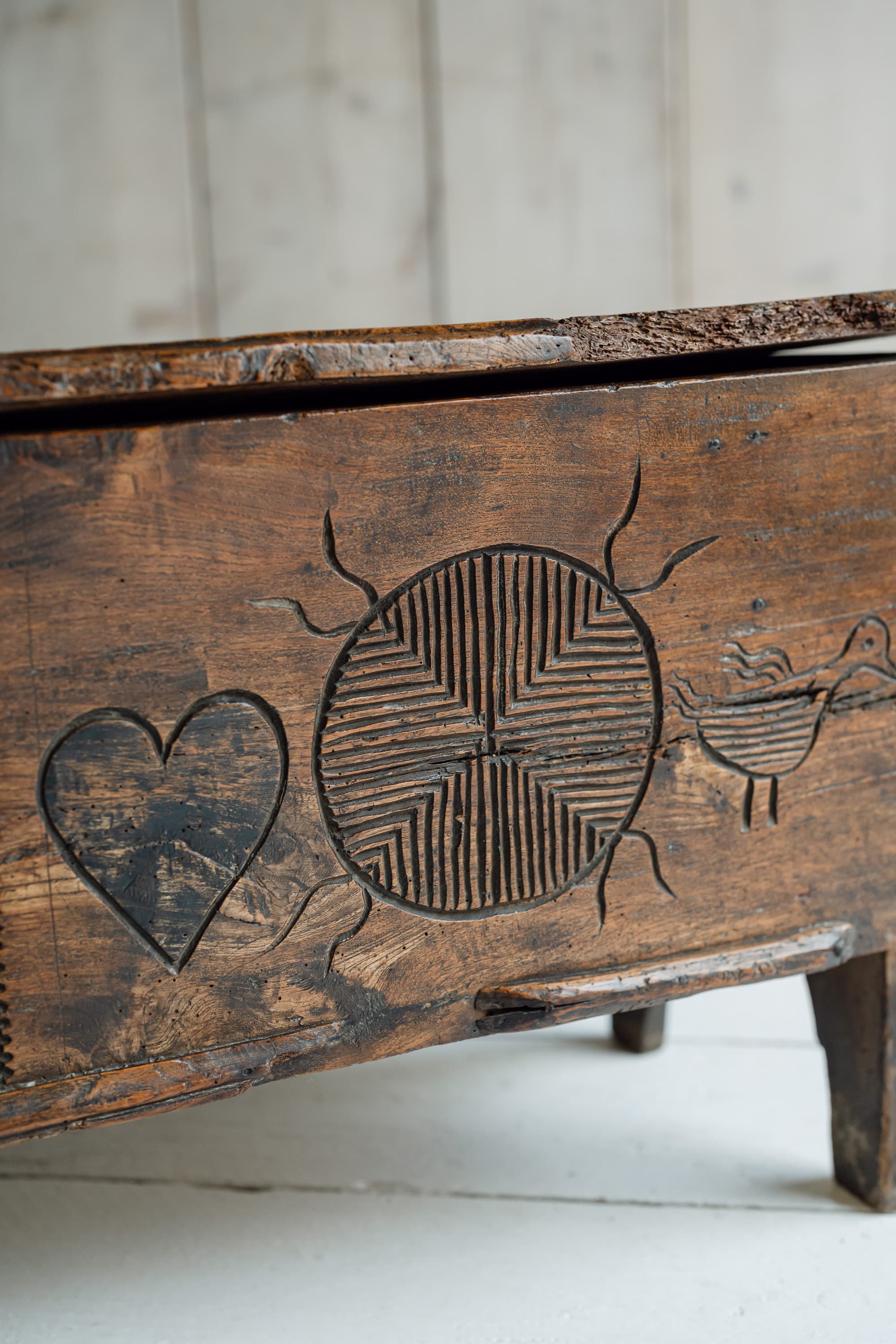 Rare British Folk Art Marriage Chest, Dated 1766