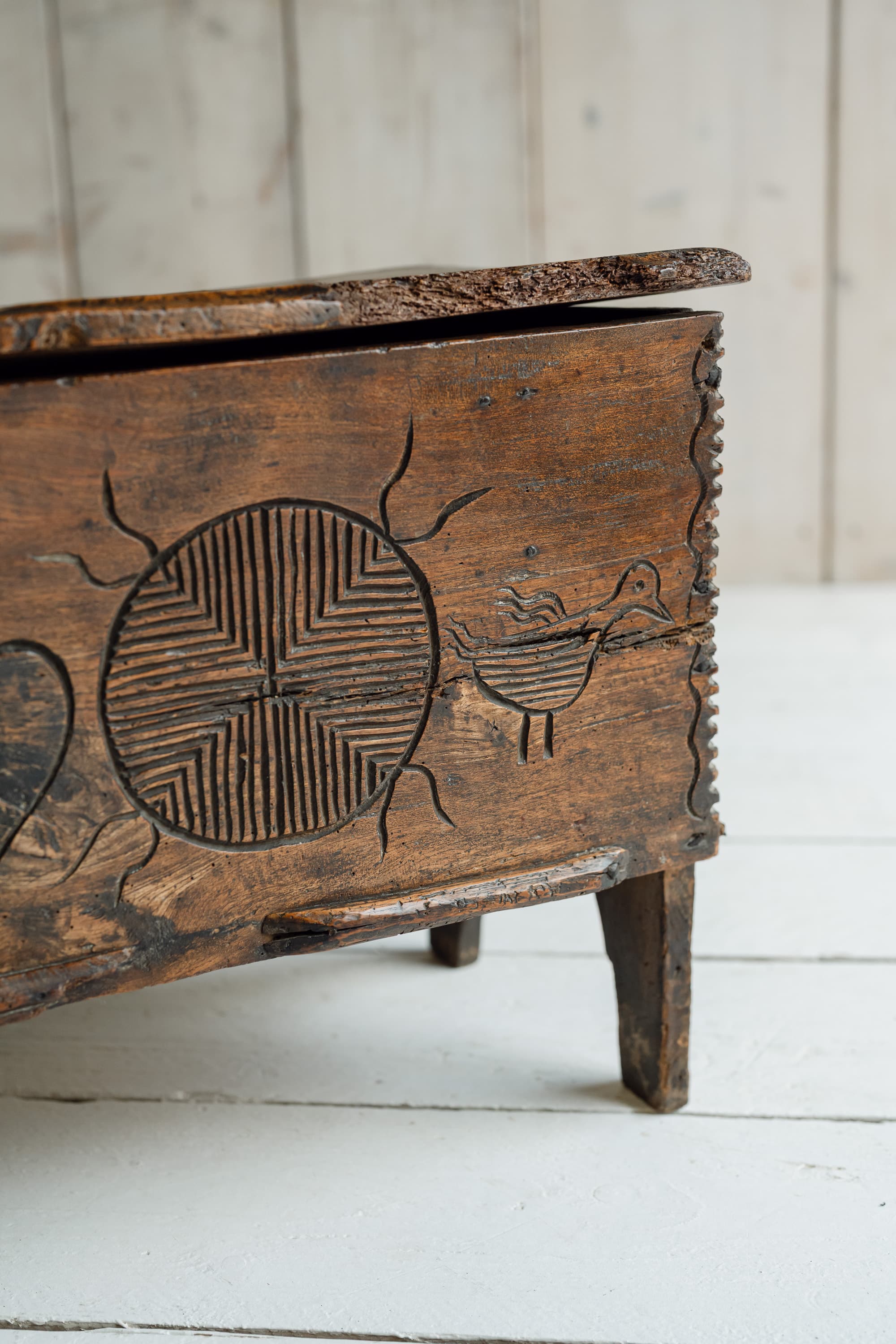 Rare British Folk Art Marriage Chest, Dated 1766