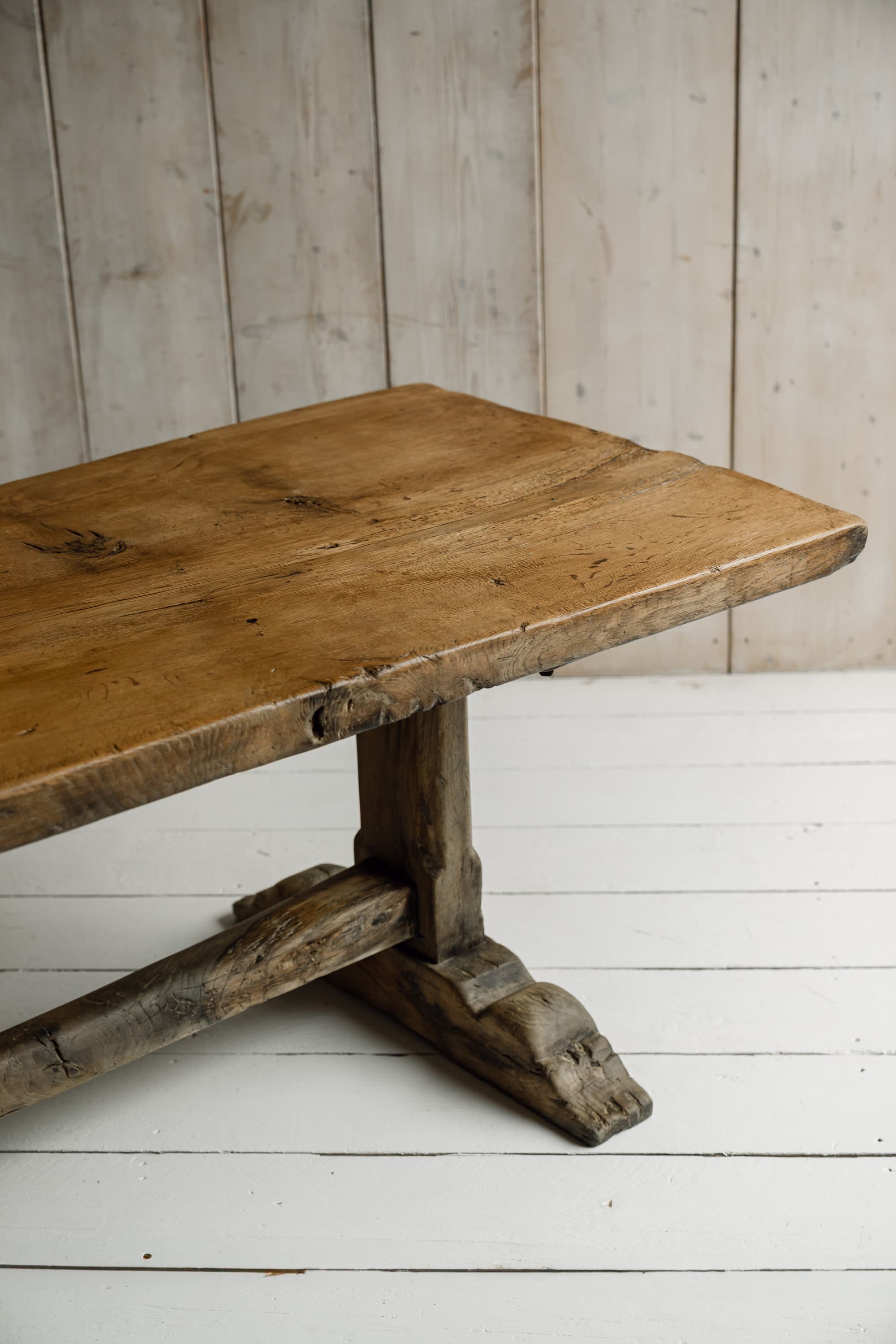 Rare Italian Monoxyl Oak Table, 18th Century