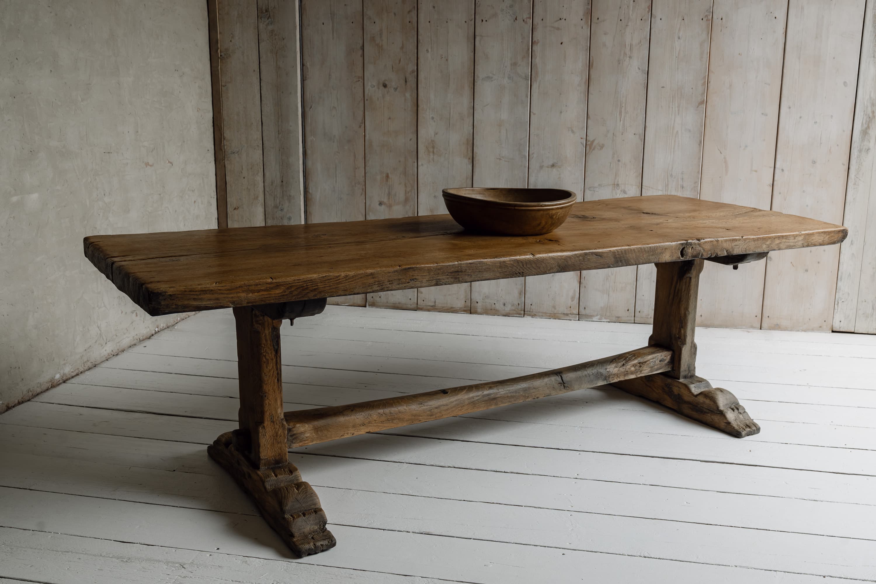 Rare Italian Monoxyl Oak Table, 18th Century