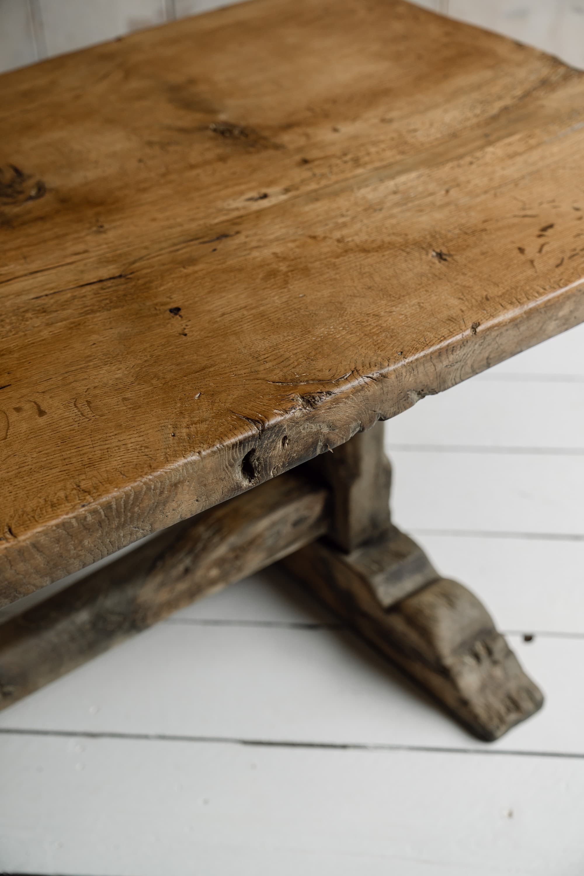Rare Italian Monoxyl Oak Table, 18th Century