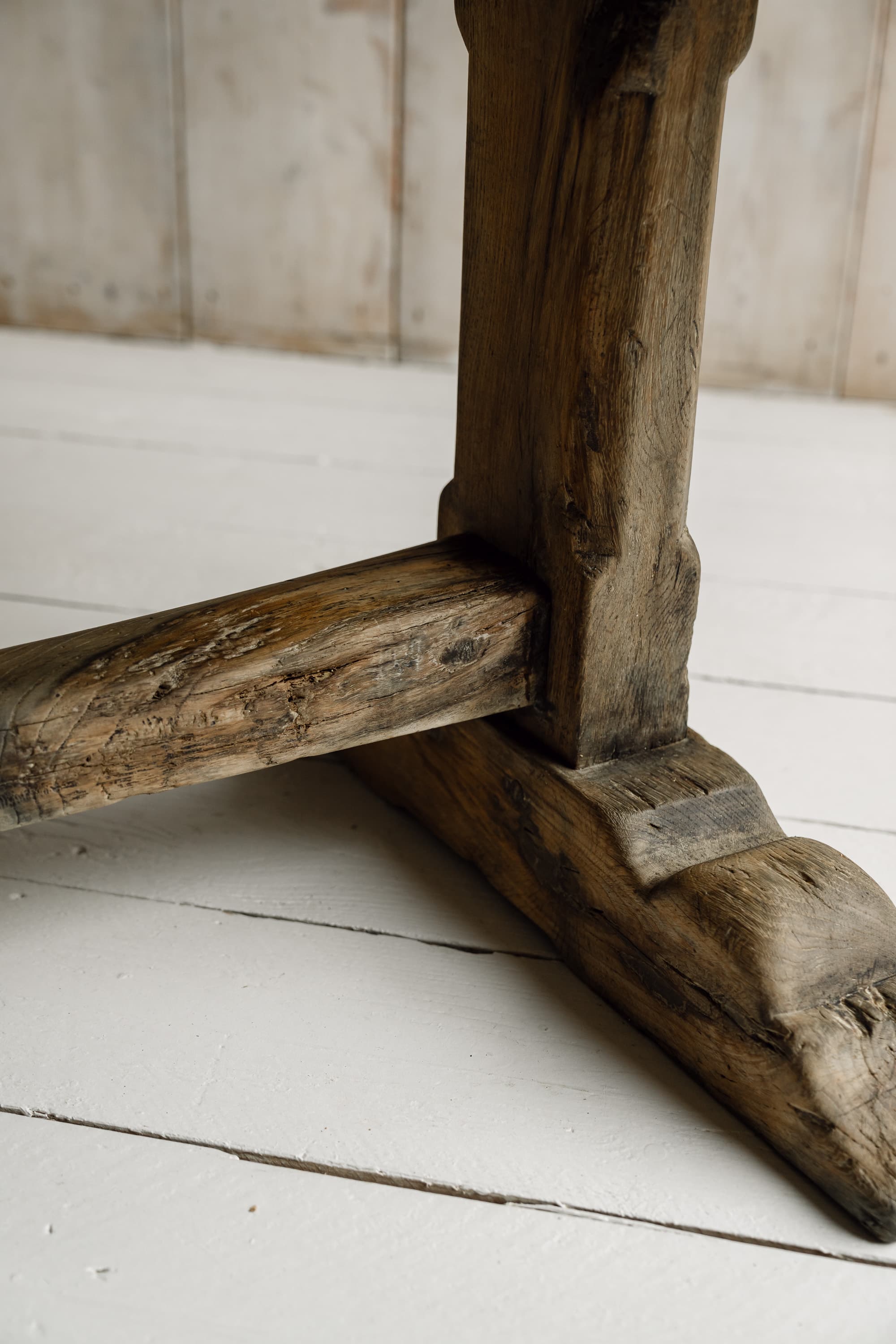 Rare Italian Monoxyl Oak Table, 18th Century