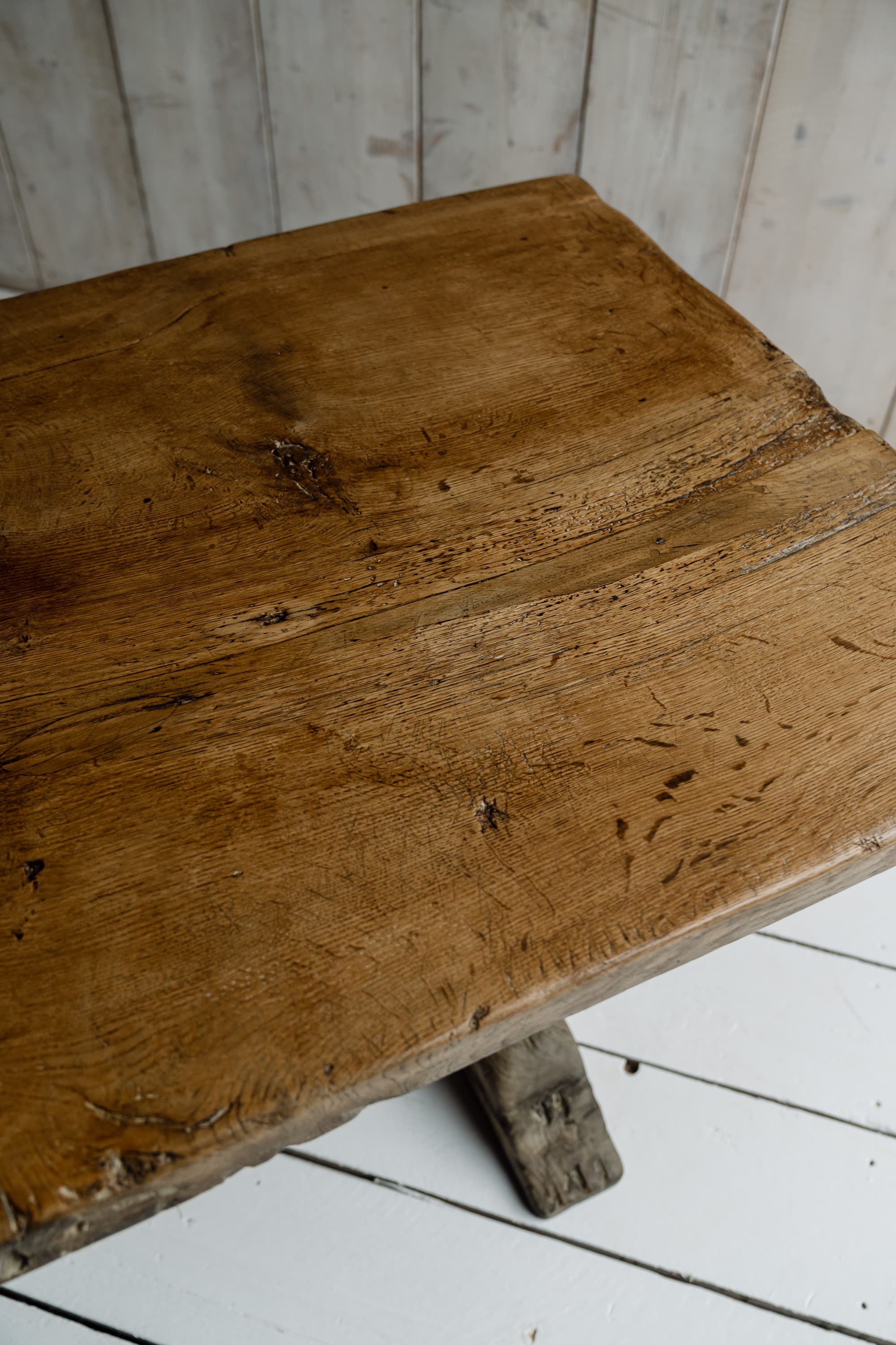 Rare Italian Monoxyl Oak Table, 18th Century