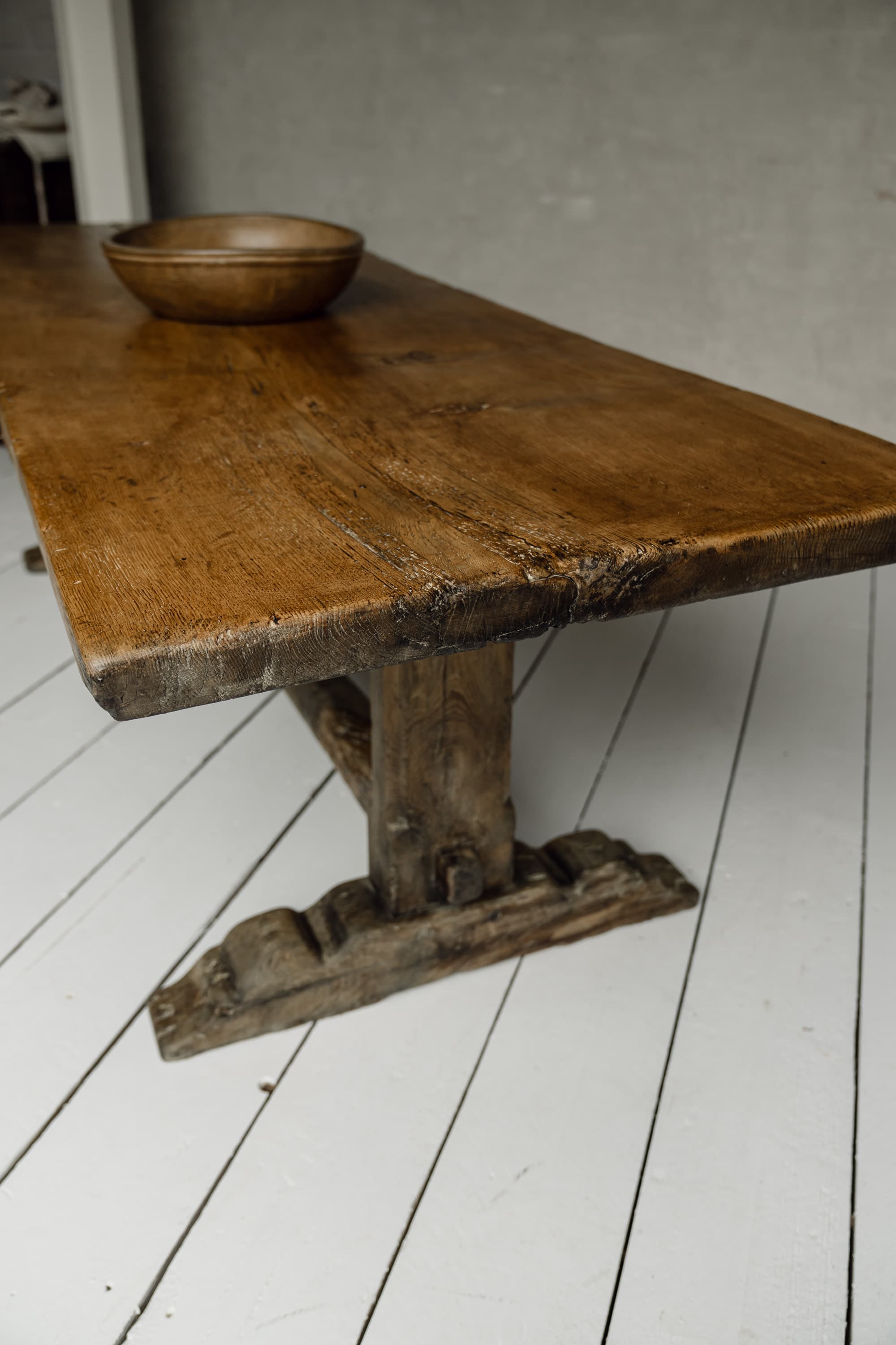 Rare Italian Monoxyl Oak Table, 18th Century