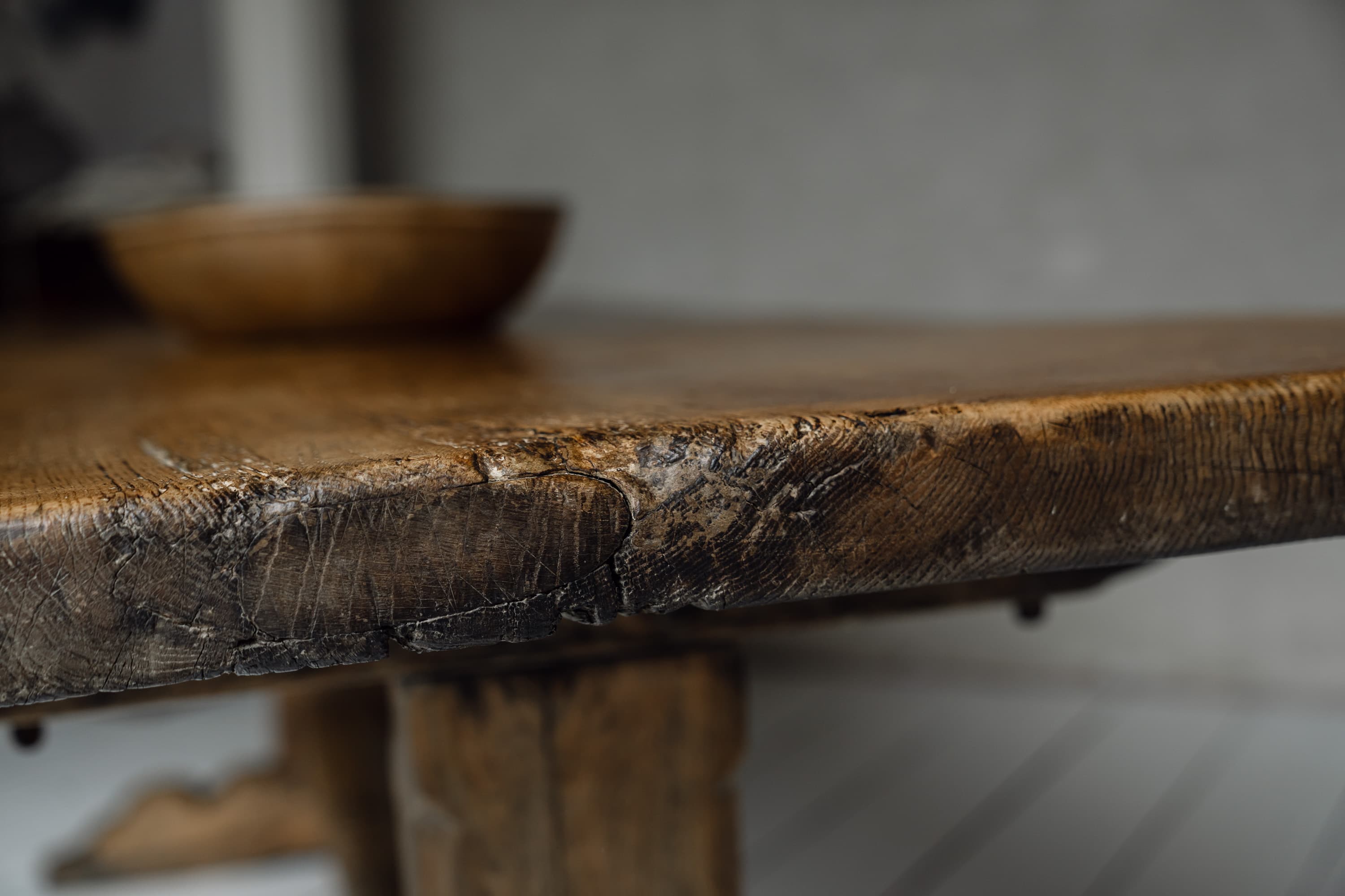Rare Italian Monoxyl Oak Table, 18th Century