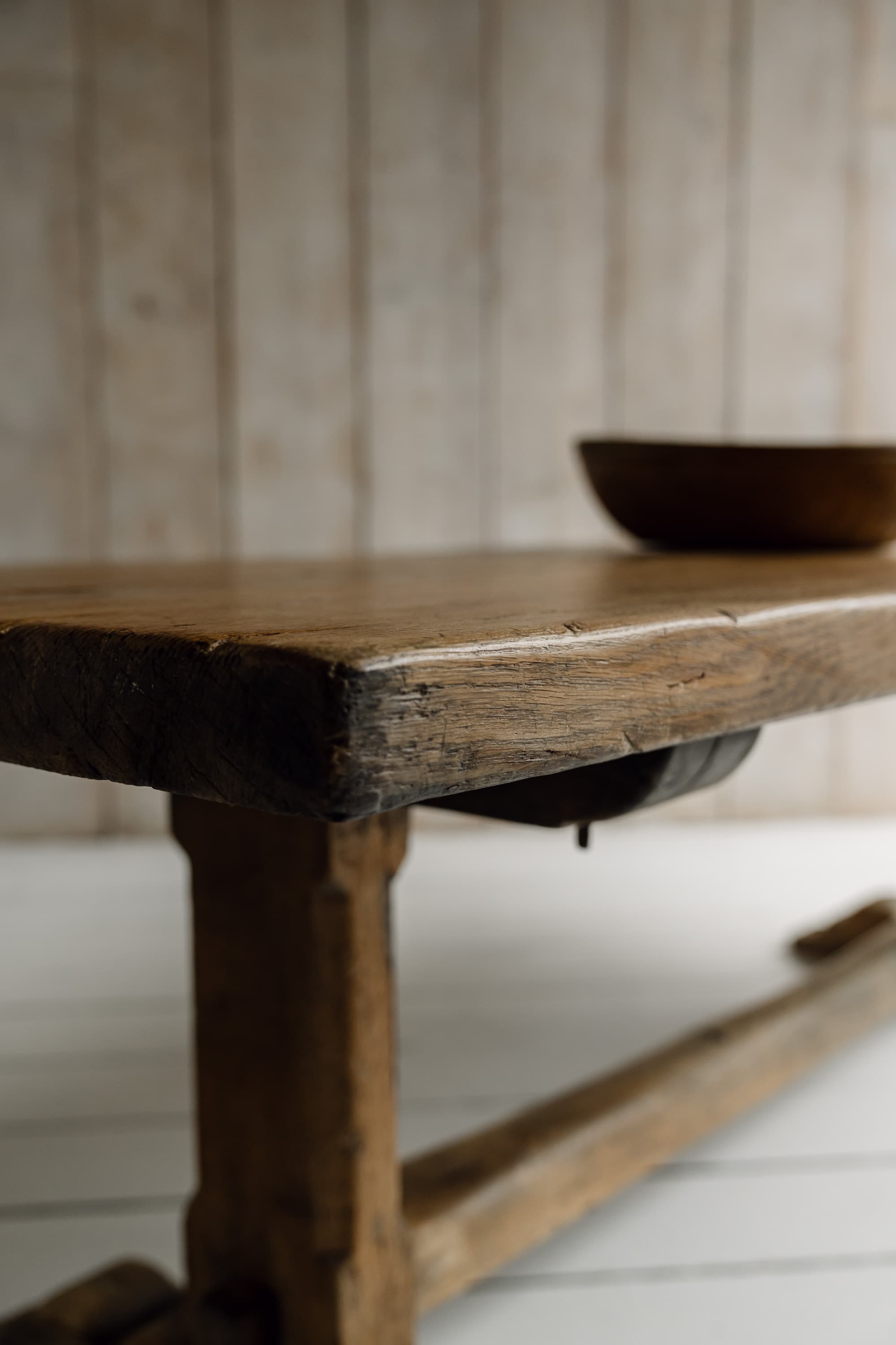 Rare Italian Monoxyl Oak Table, 18th Century