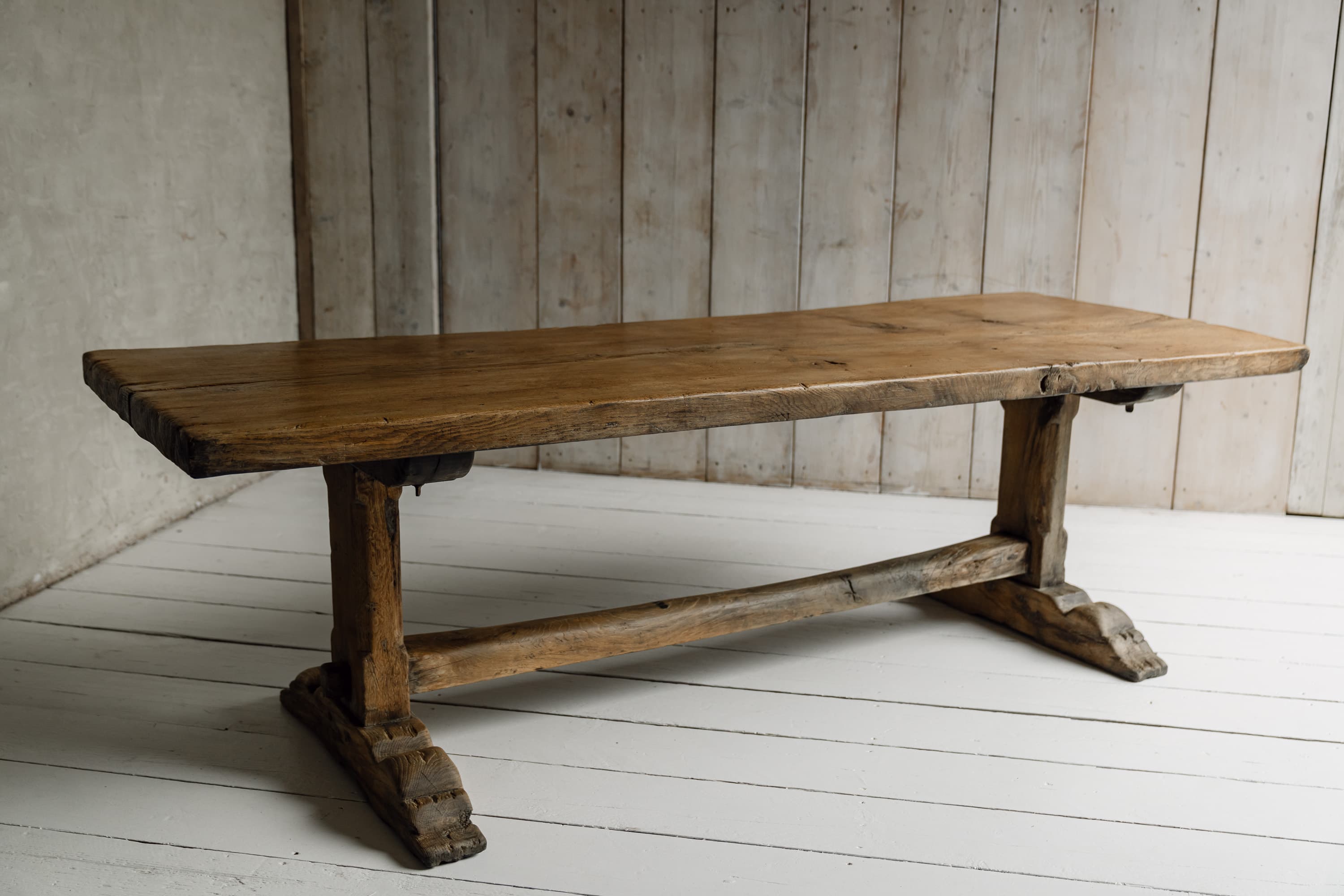 Rare Italian Monoxyl Oak Table, 18th Century