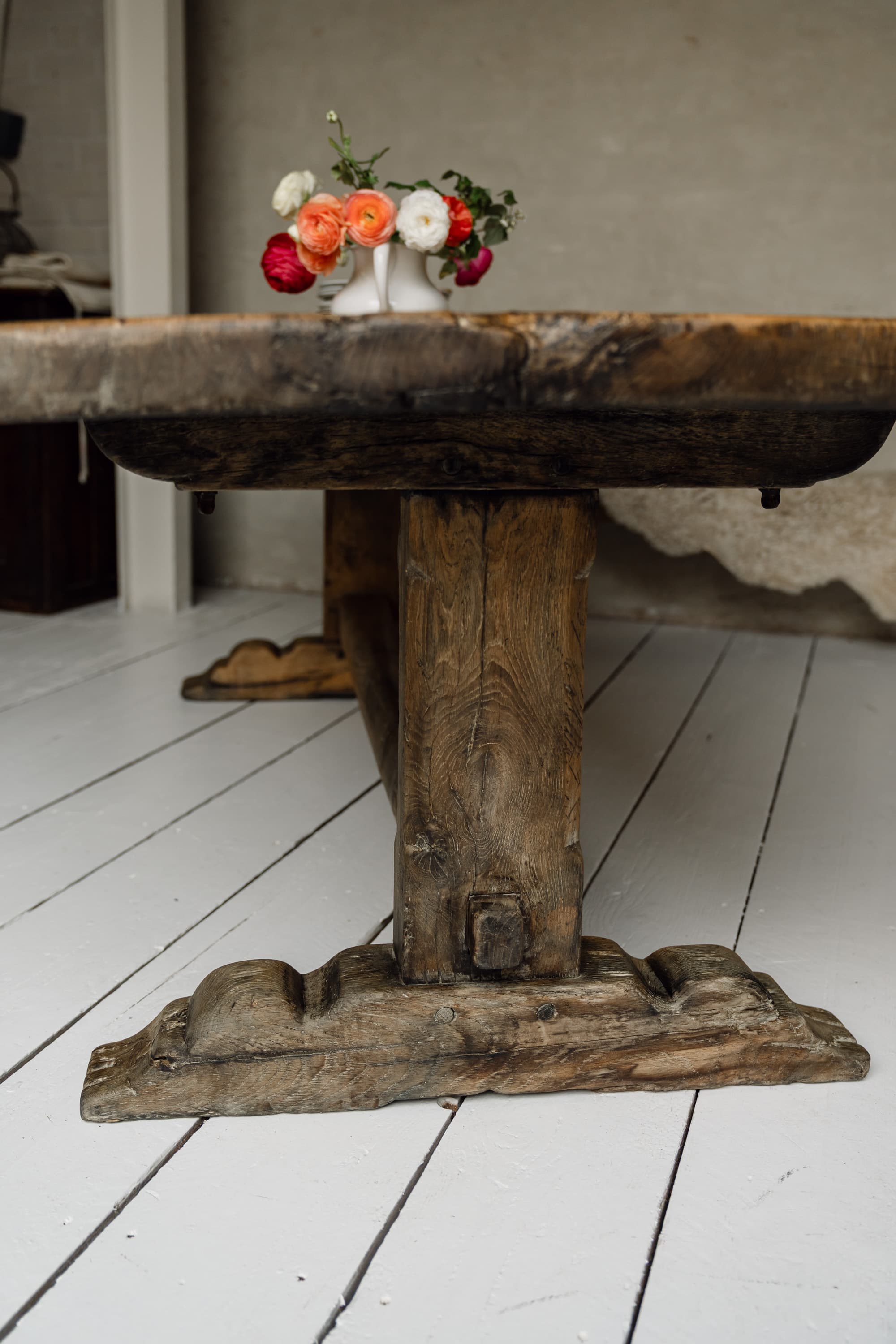 Rare Italian Monoxyl Oak Table, 18th Century