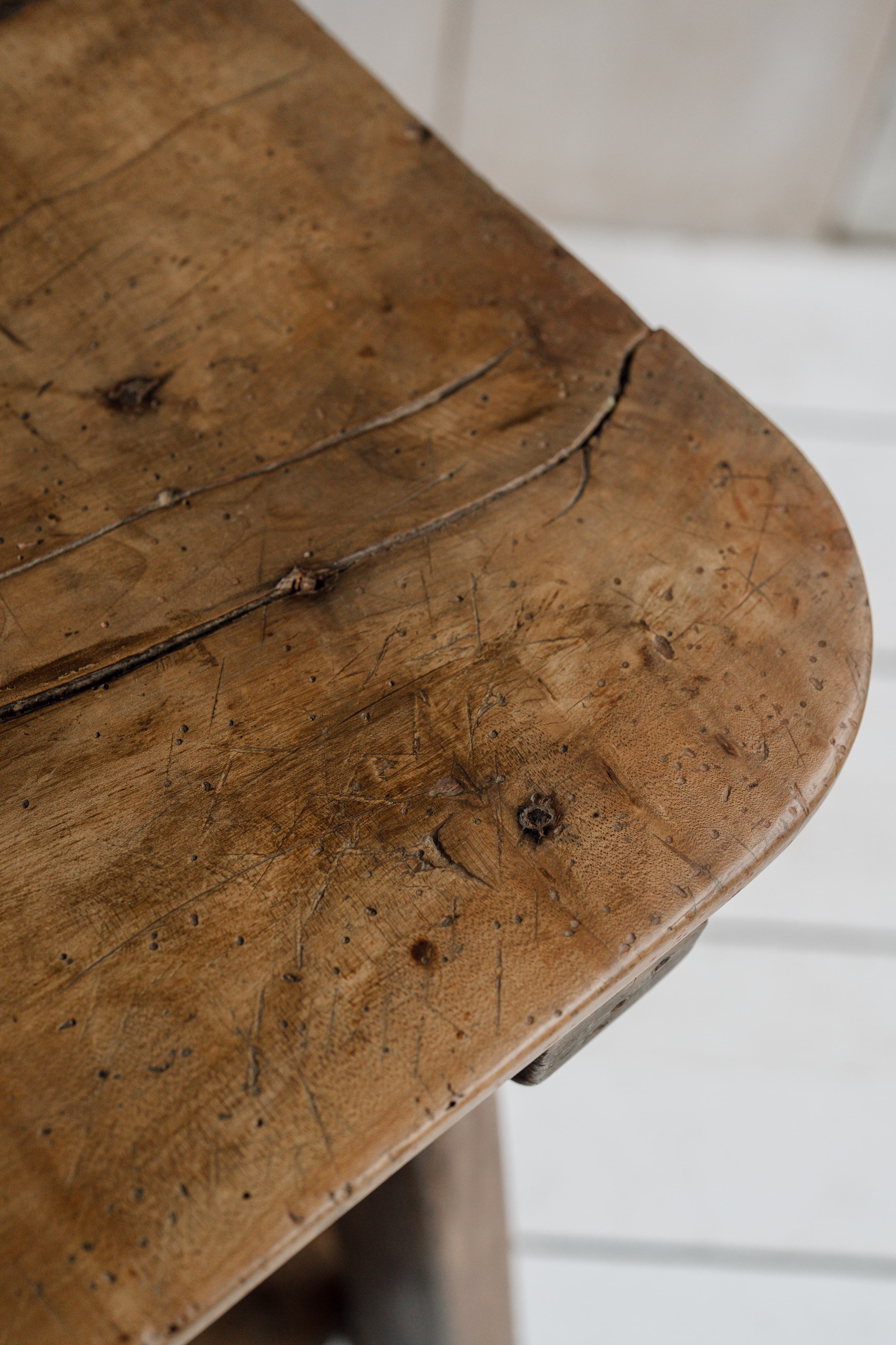 Exceptional Catalan Chestnut Work Table with Original Foot Rests, c.1800