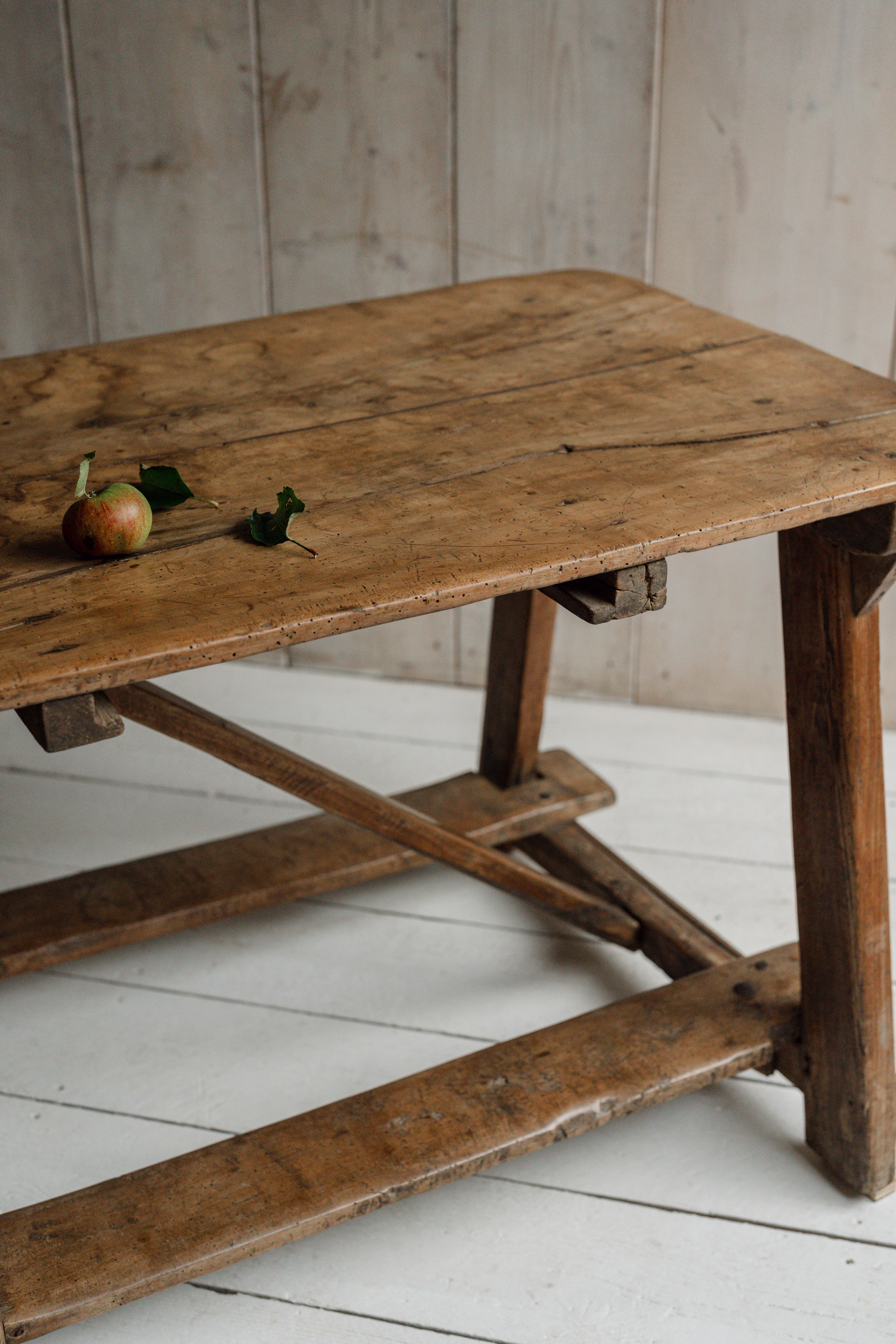 Exceptional Catalan Chestnut Work Table with Original Foot Rests, c.1800