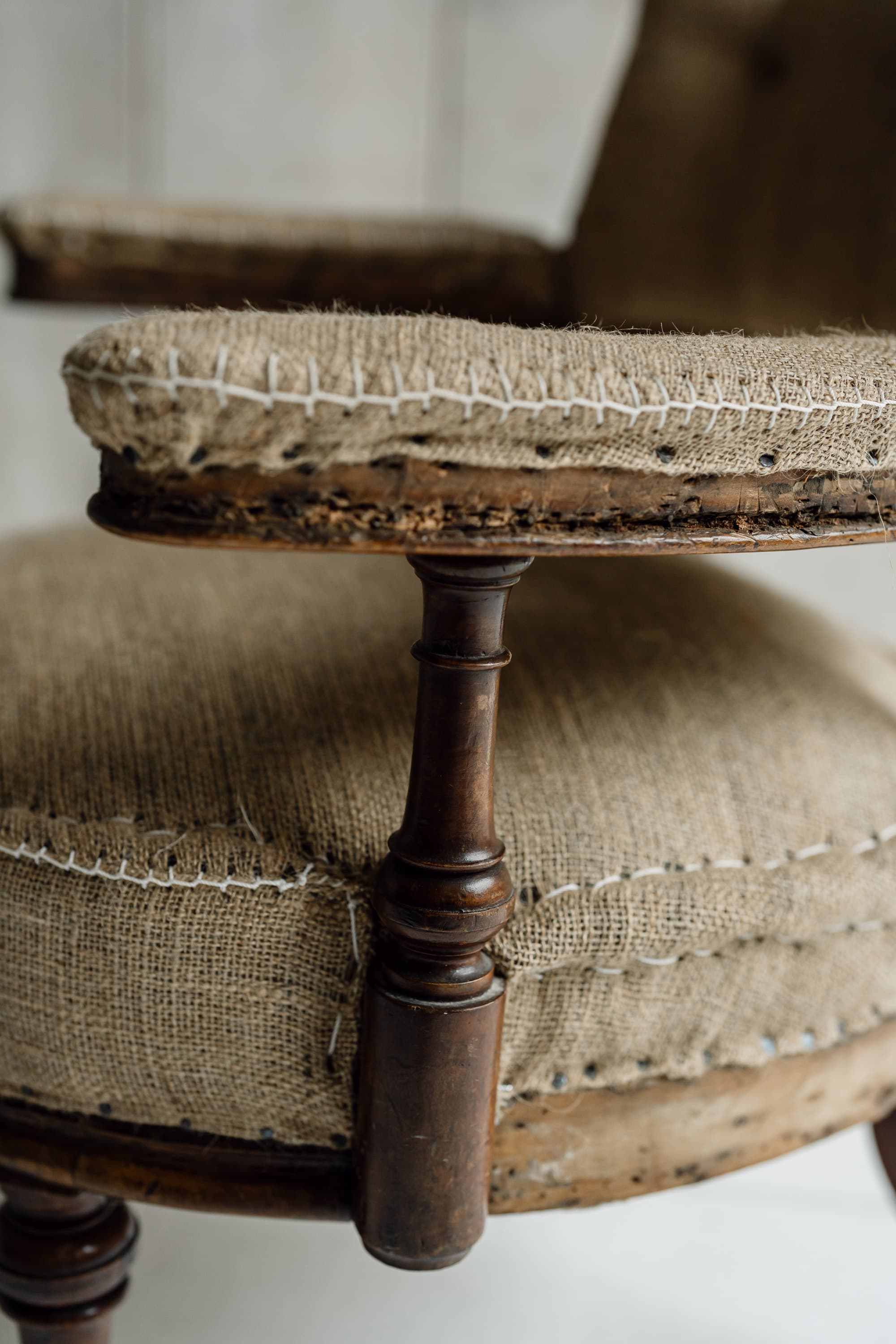 Late Victorian Walnut Upholstered Armchair, c.1880