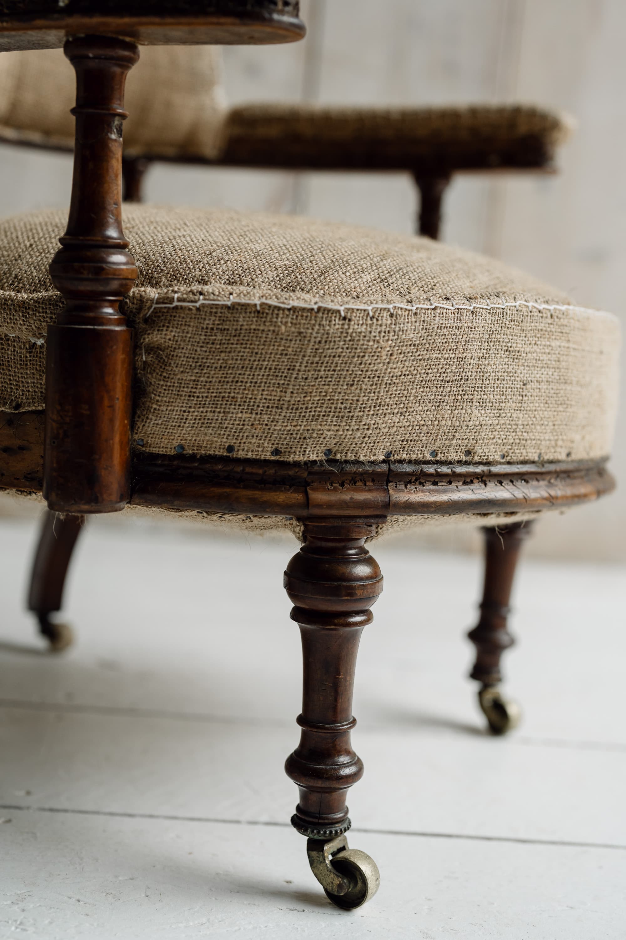 Late Victorian Walnut Upholstered Armchair, c.1880