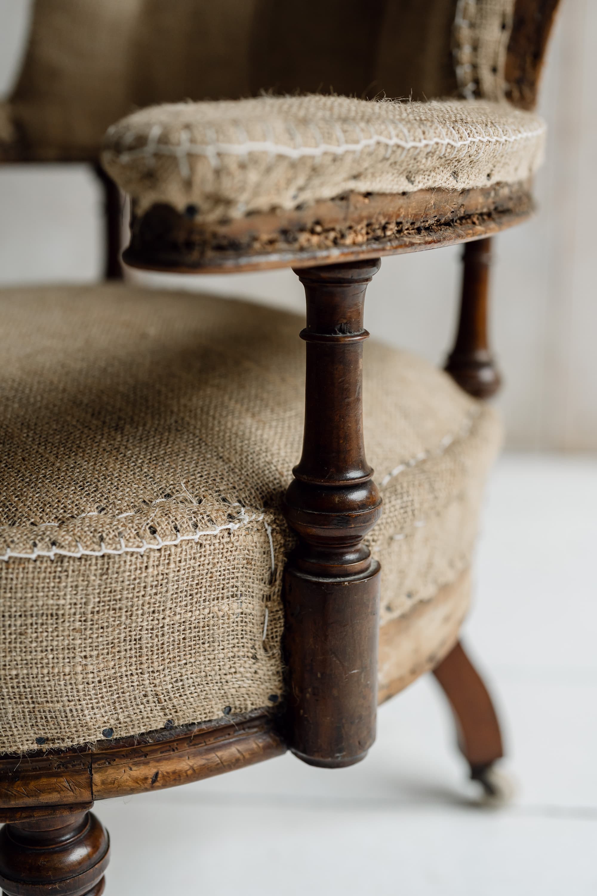 Late Victorian Walnut Upholstered Armchair, c.1880