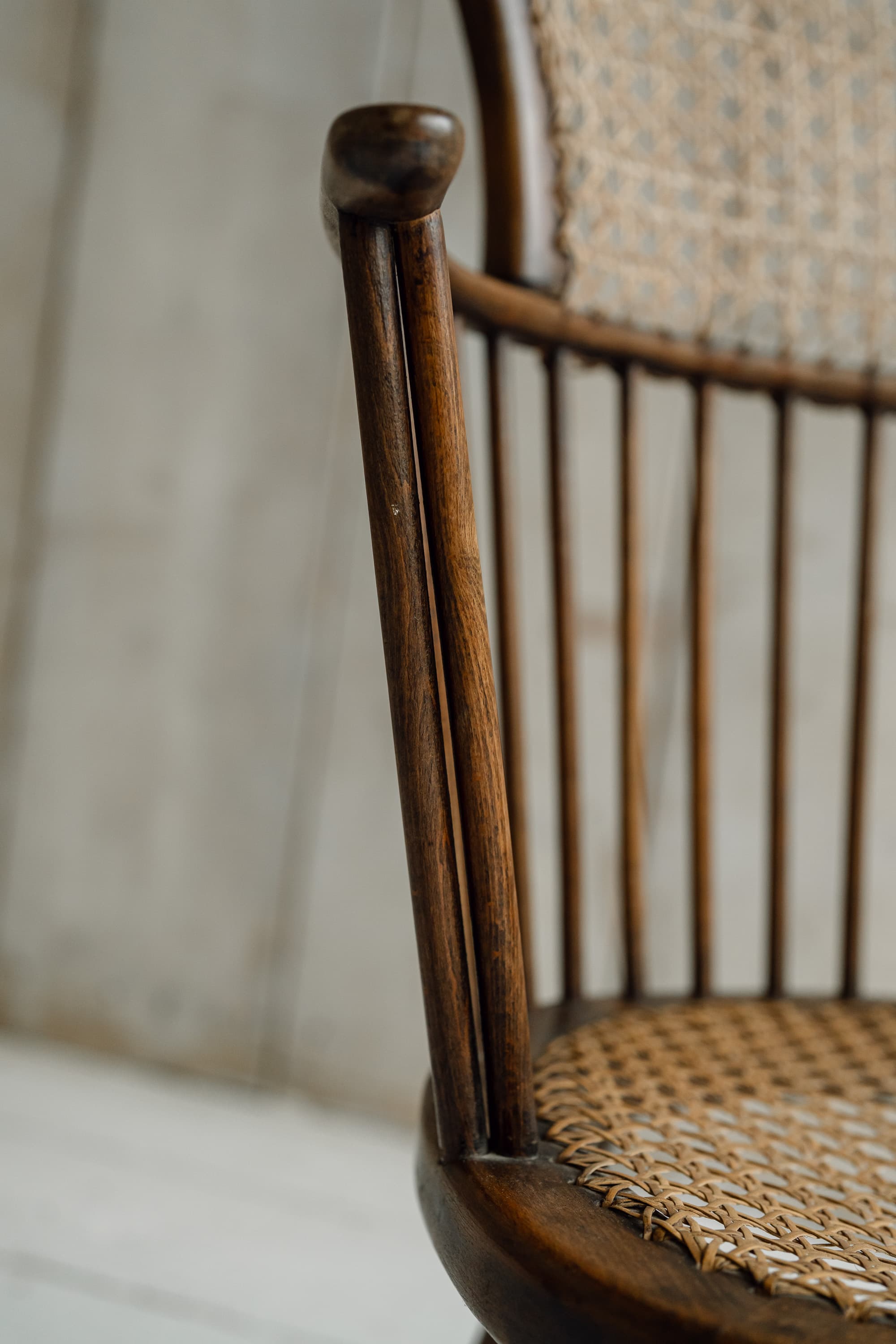 Rare Swedish Bentwood & Cane Armchair, c.1940-1950