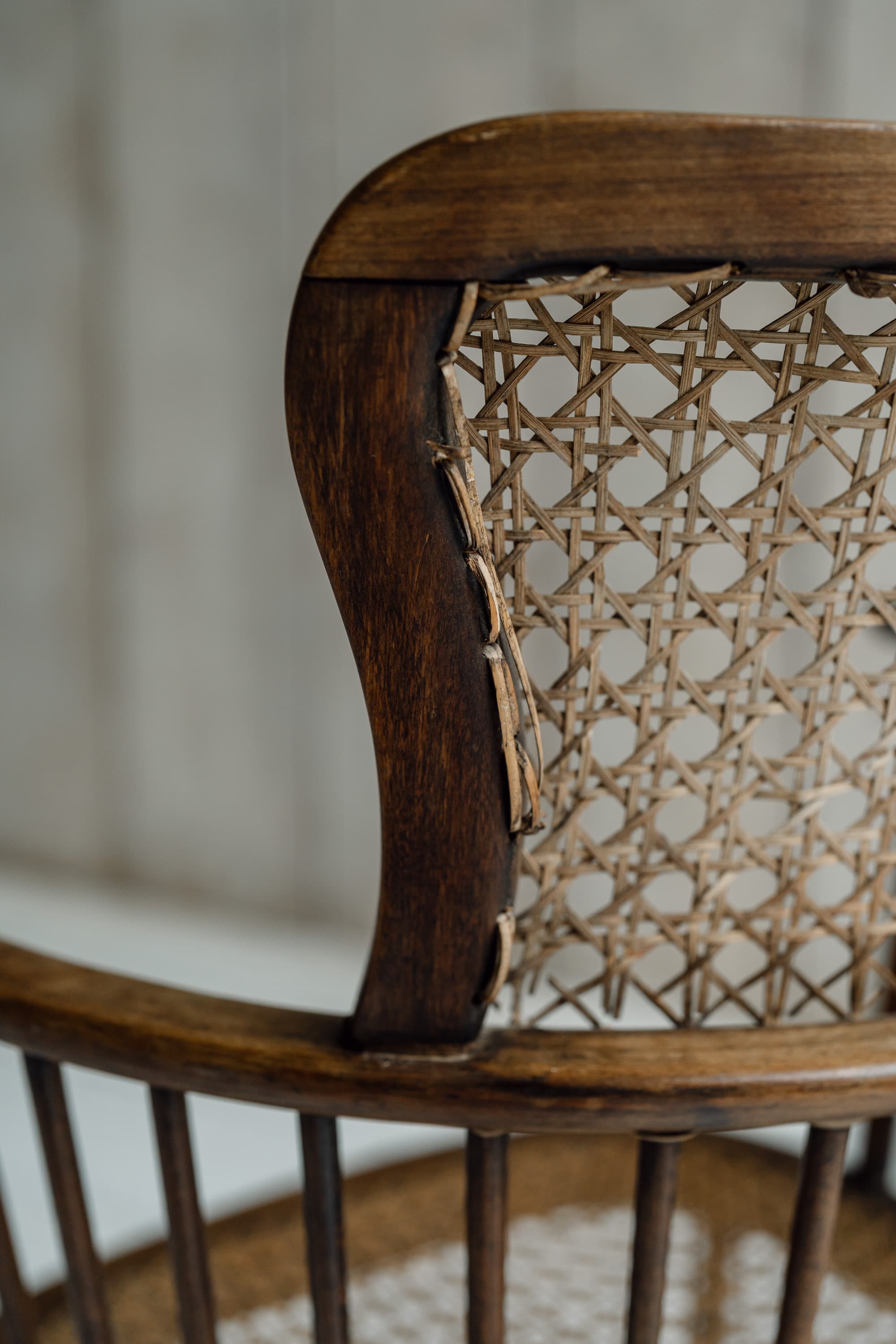 Rare Swedish Bentwood & Cane Armchair, c.1940-1950