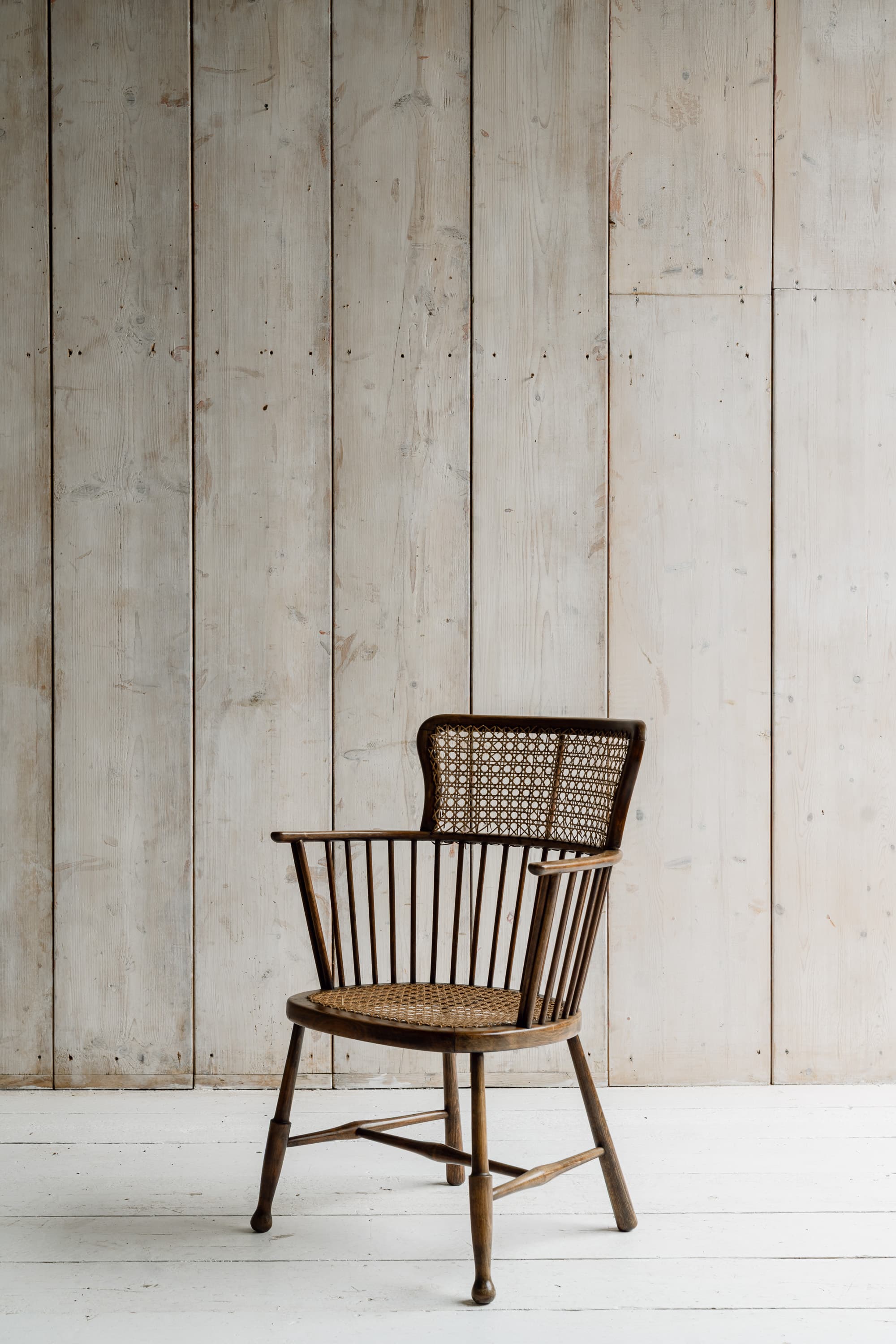 Rare Swedish Bentwood & Cane Armchair, c.1940-1950