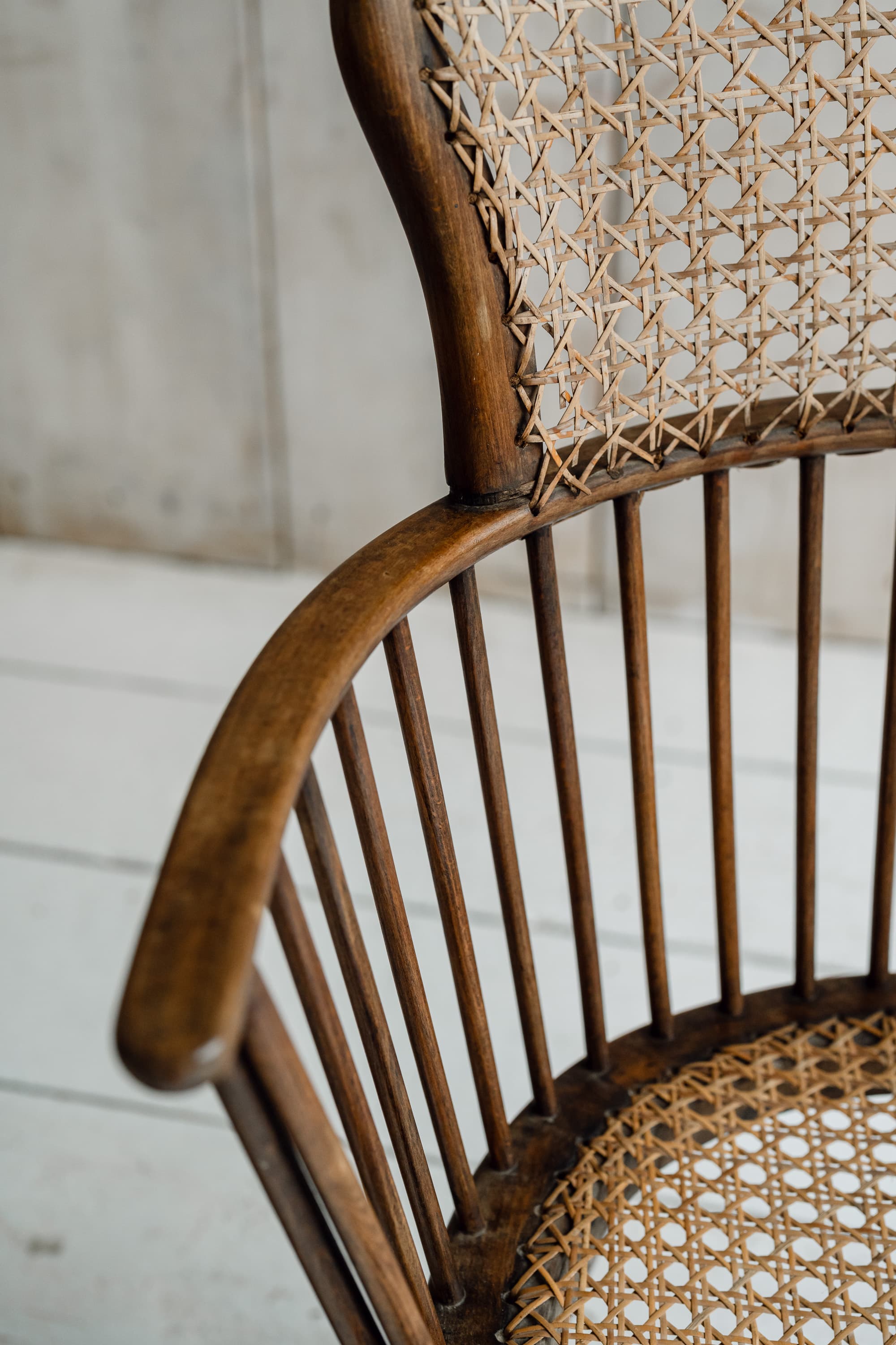 Rare Swedish Bentwood & Cane Armchair, c.1940-1950