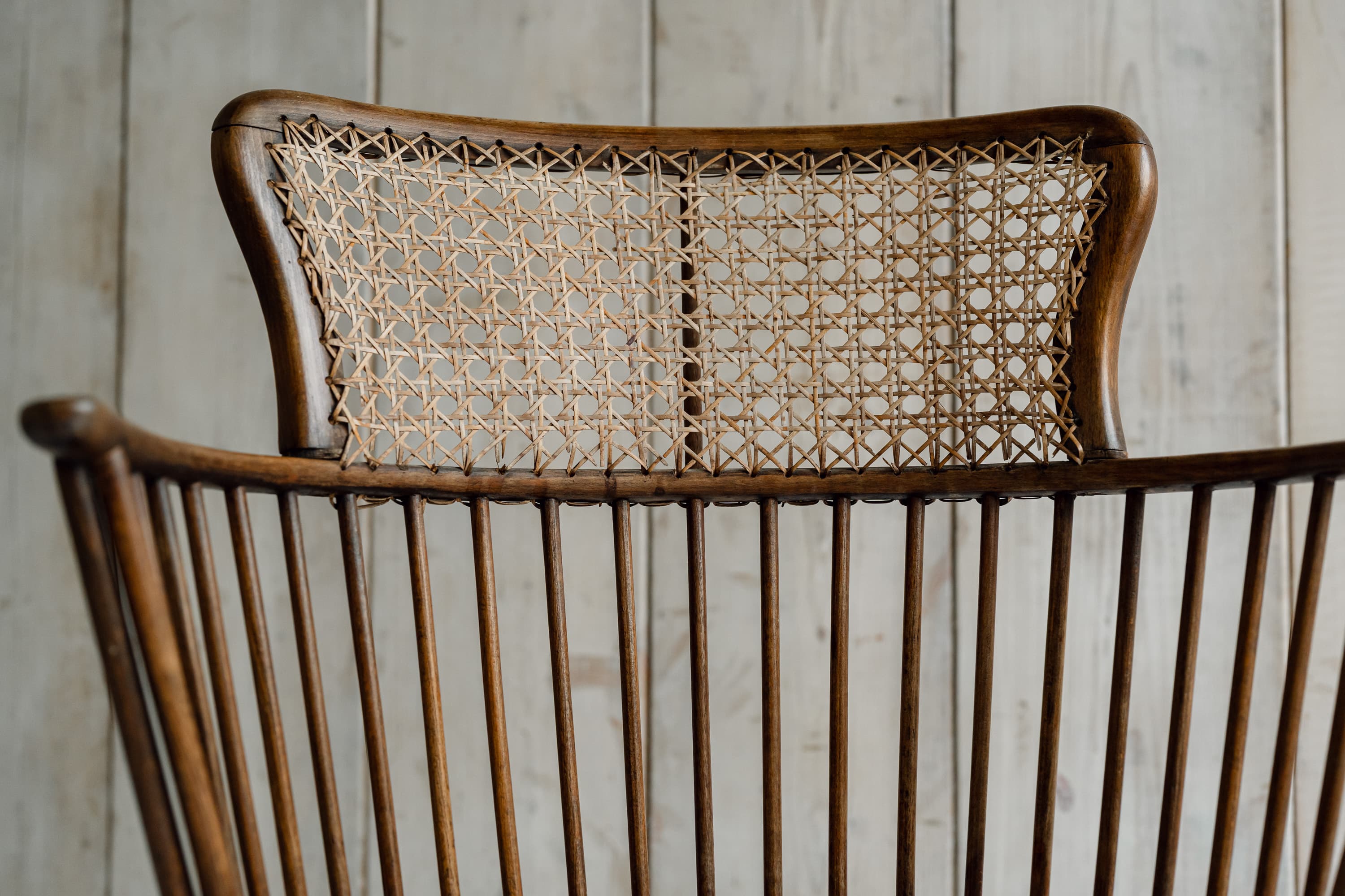 Rare Swedish Bentwood & Cane Armchair, c.1940-1950