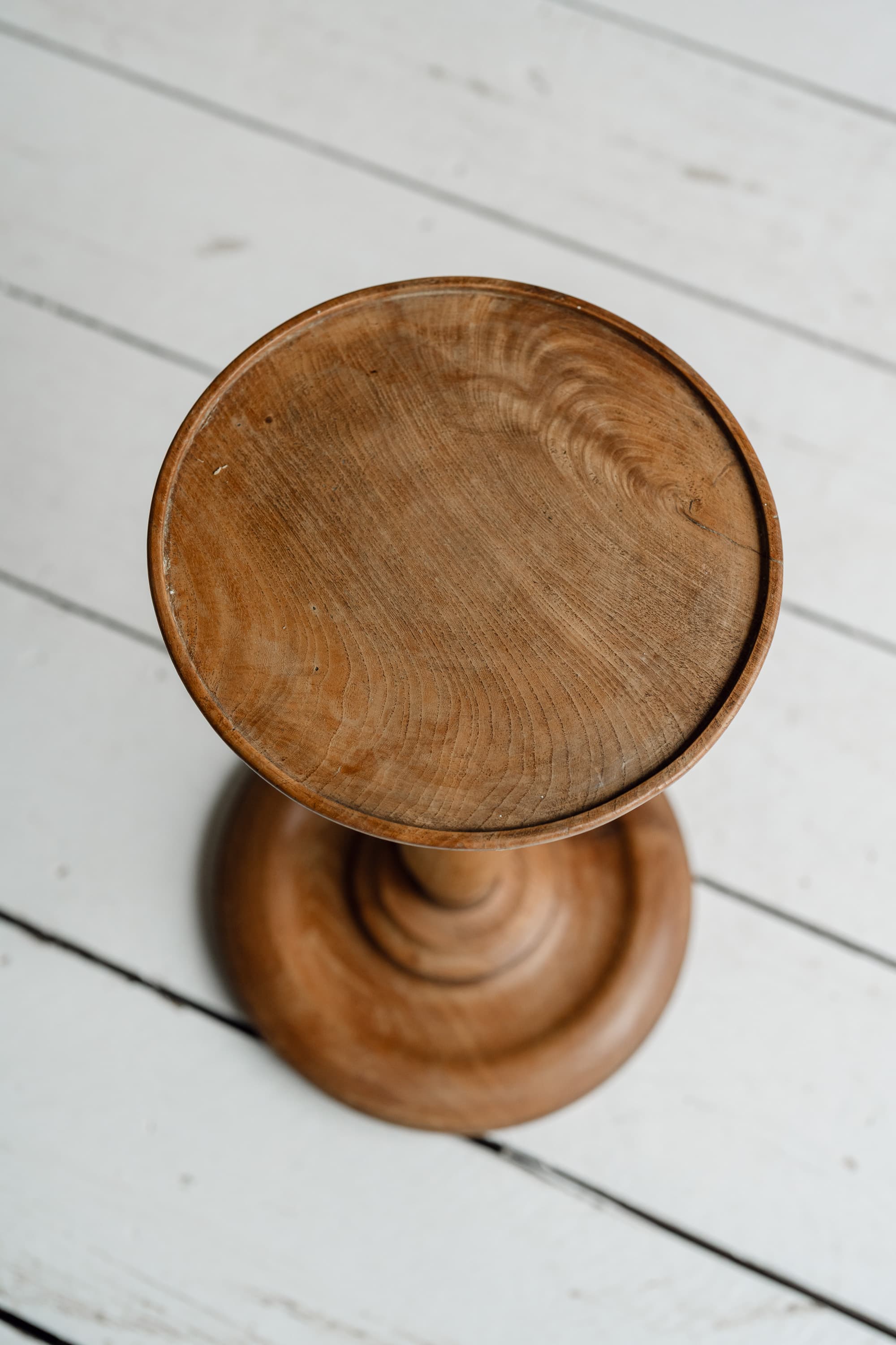 French Mid-Century Turned Elm Occassional Table