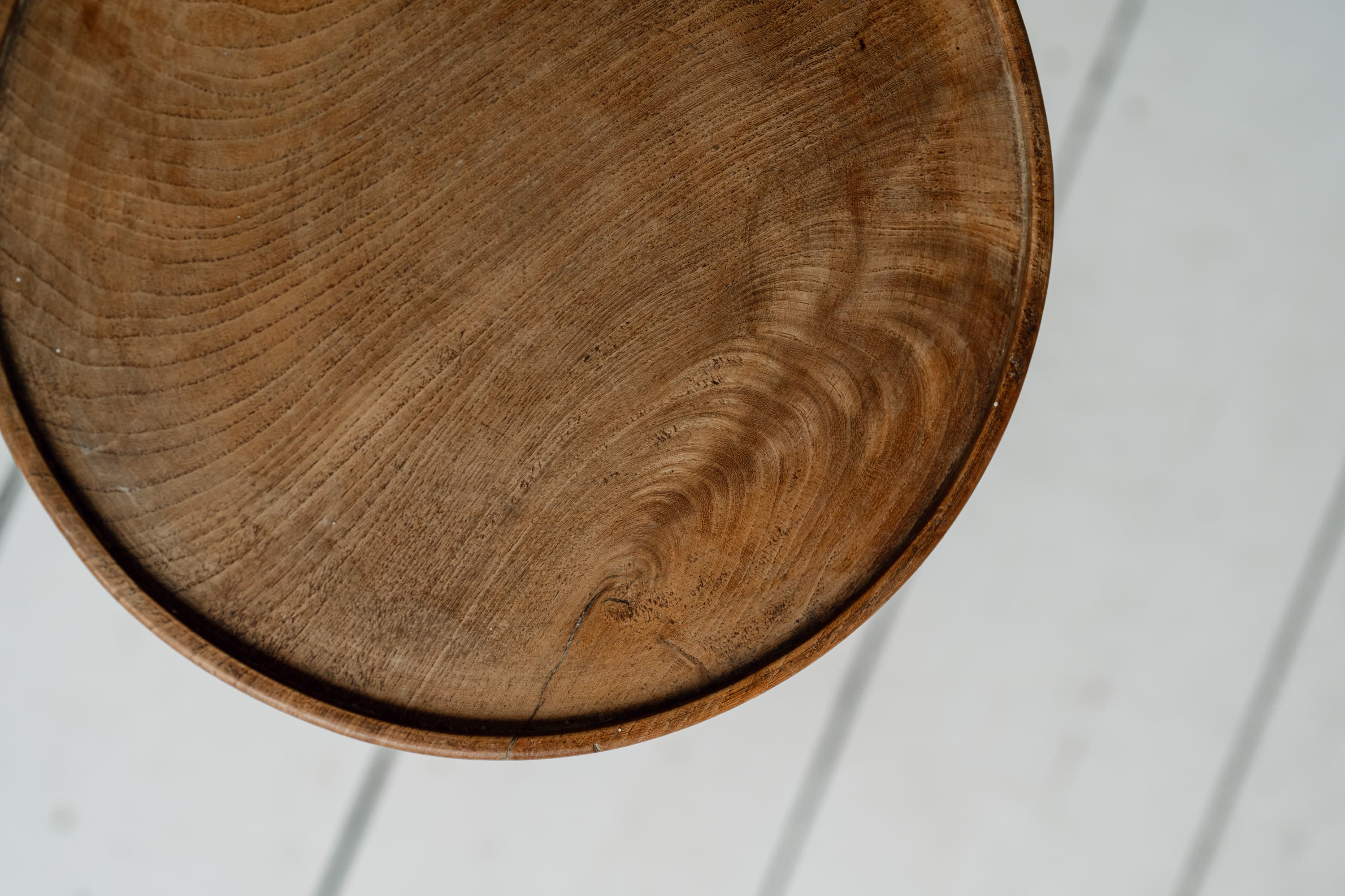 French Mid-Century Turned Elm Occassional Table