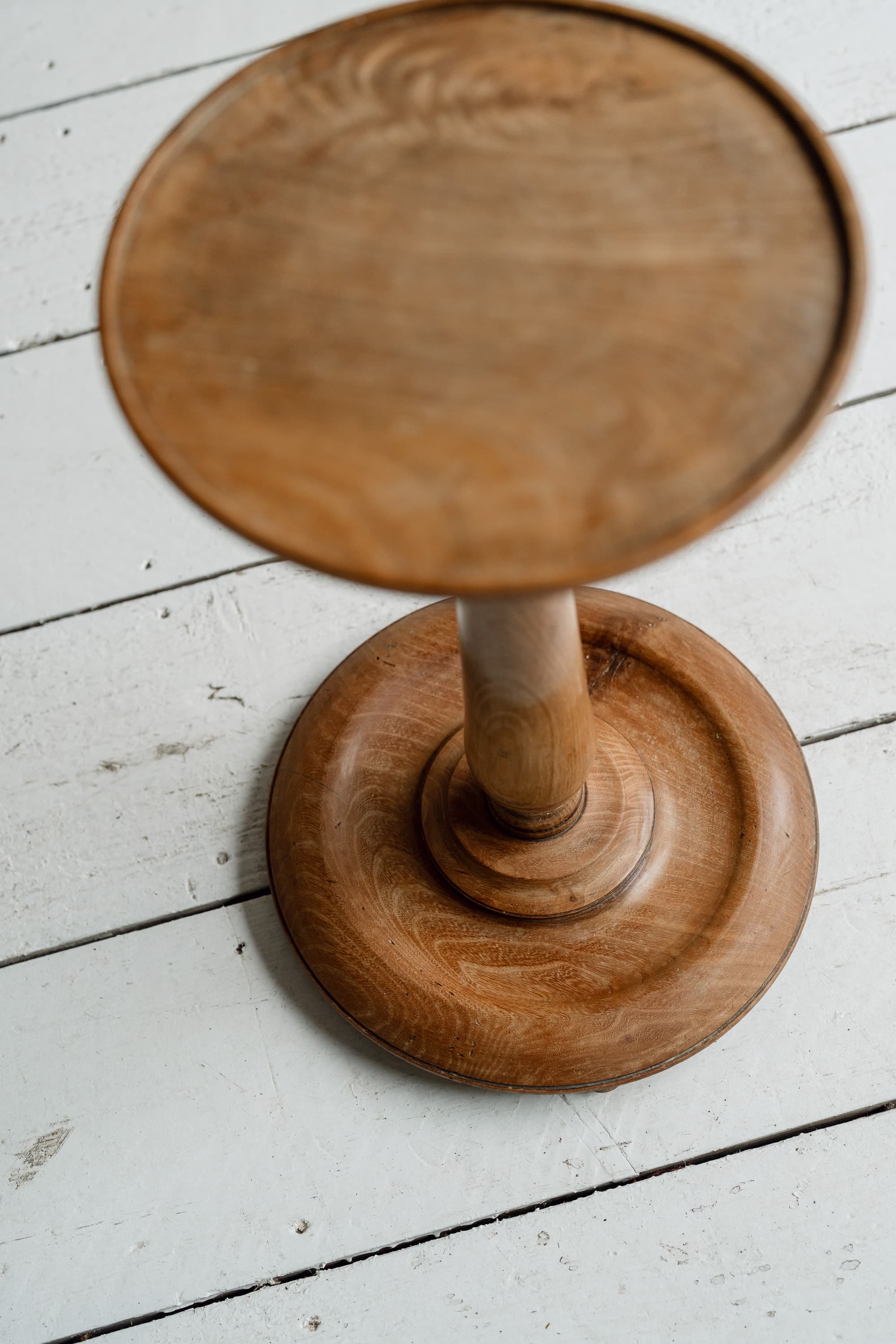 French Mid-Century Turned Elm Occassional Table
